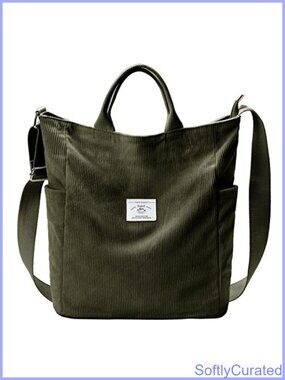 KALIDI Corduroy Tote Bag Large Slouchy Hobo Messenger Crossbody Bag Adjustable